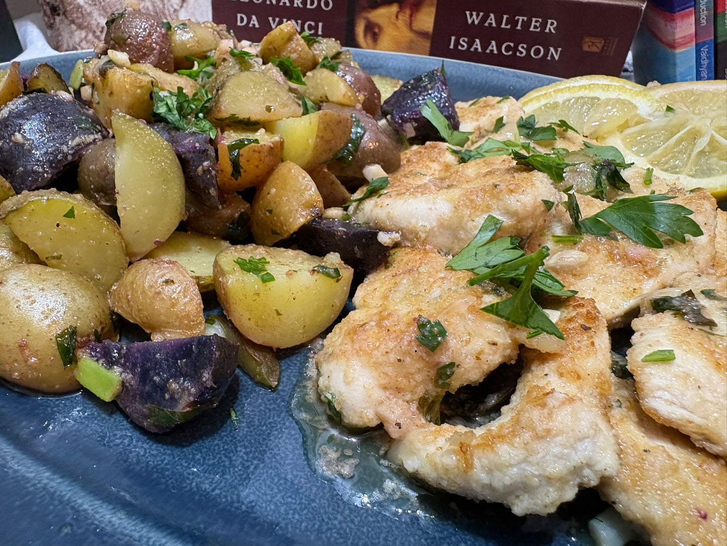 Low-Salt Chicken Piccata with Rosemary Potatoes