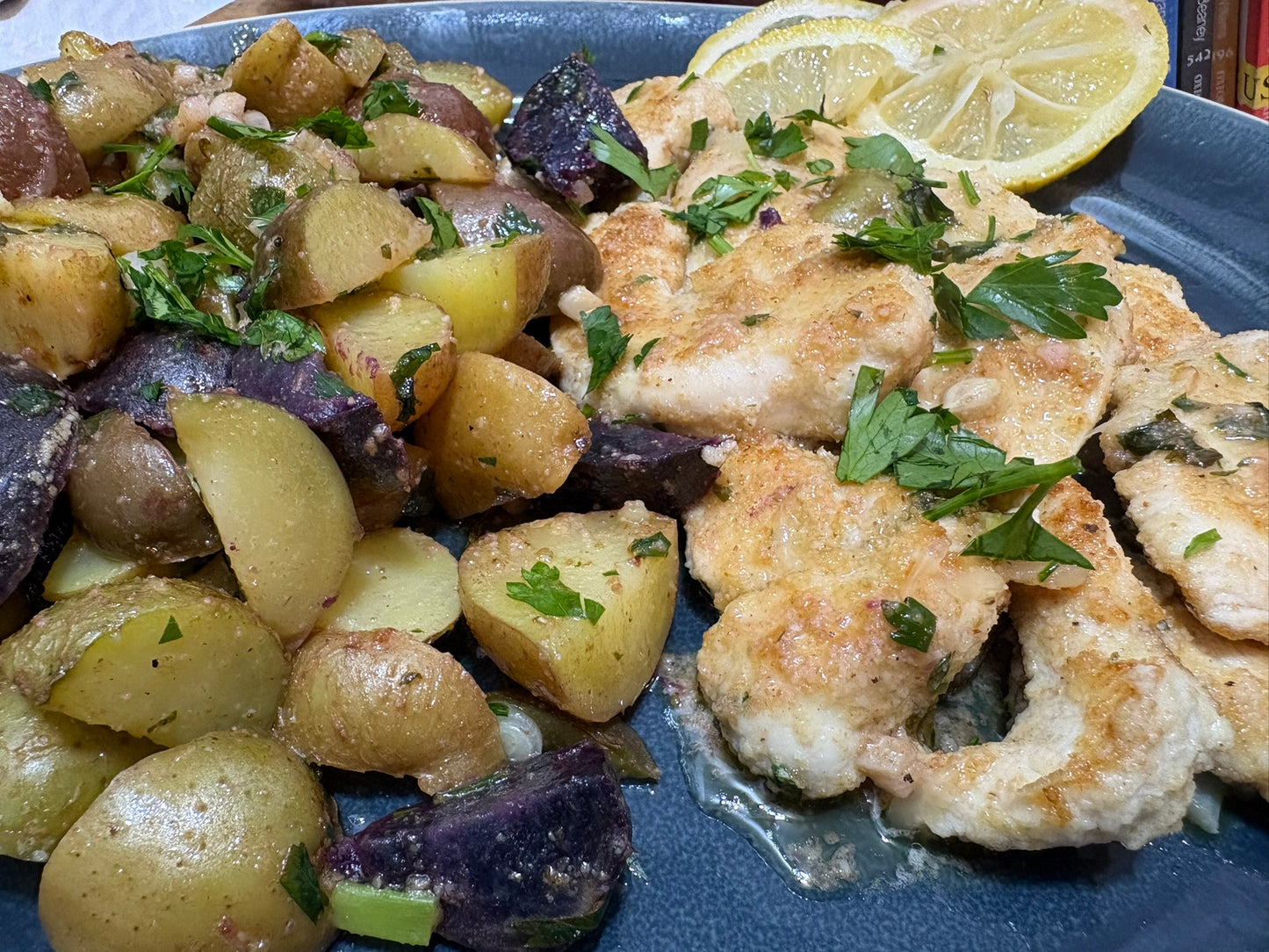 Low-Salt Chicken Piccata with Rosemary Potatoes