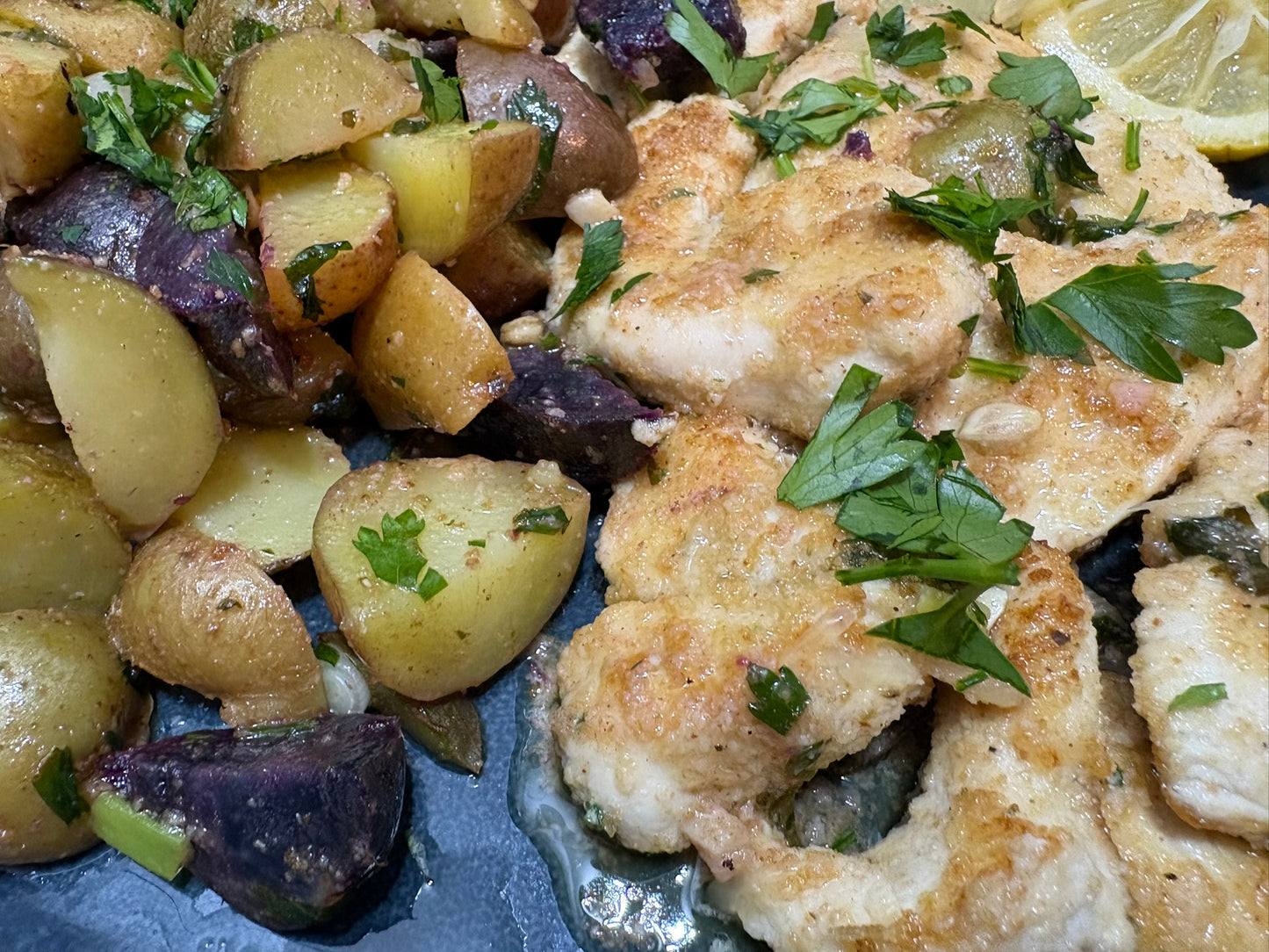 Low-Salt Chicken Piccata with Rosemary Potatoes