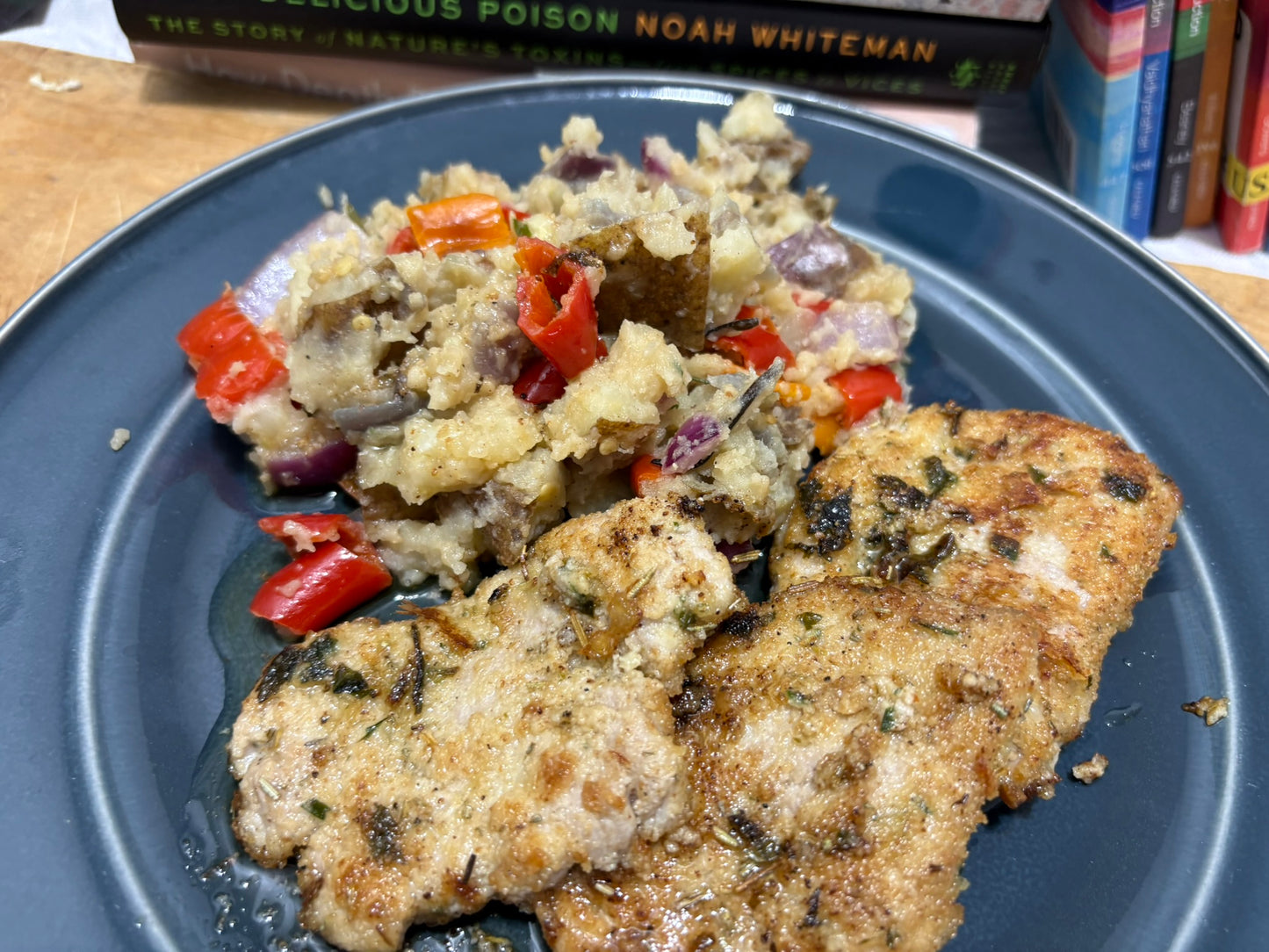Lemon Pork Medallions with Pepper & Onion Mashed Potatoes
